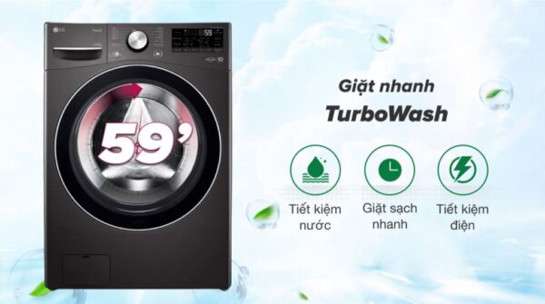 May giat say LG Inverter 15 kg F2515RTGB turbo wash