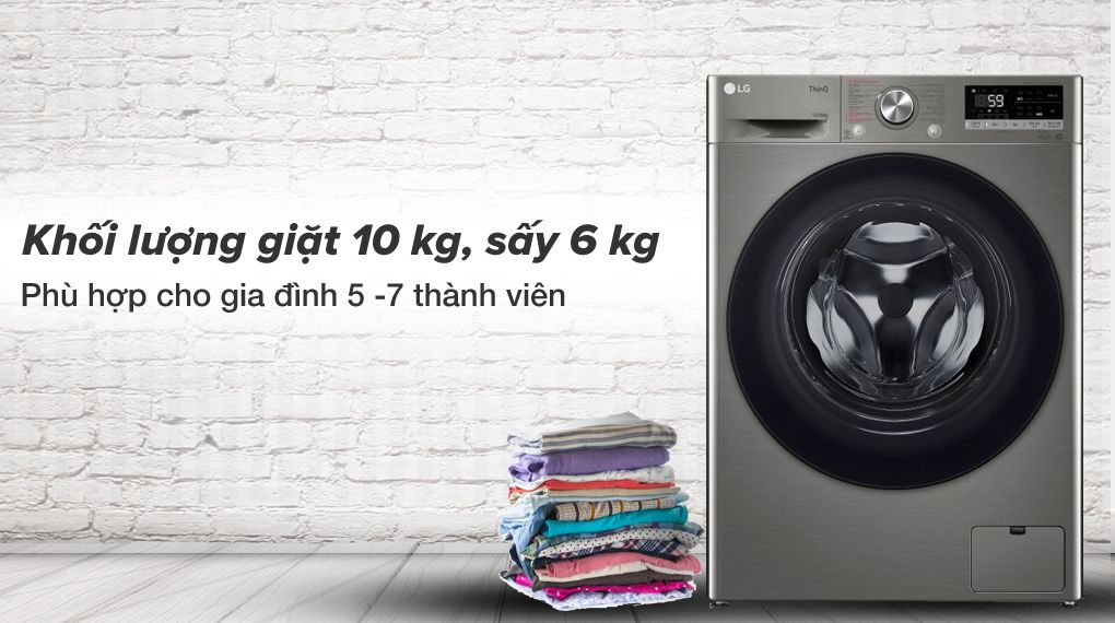 Máy Giặt Sấy LG Inverter Giặt 10Kg Sấy 6Kg FV1410D4P